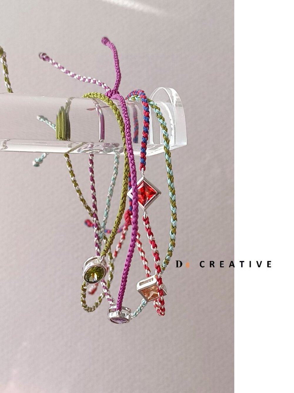 New superfine braided rope with sterling silver and CZ  bracelet 4 color option